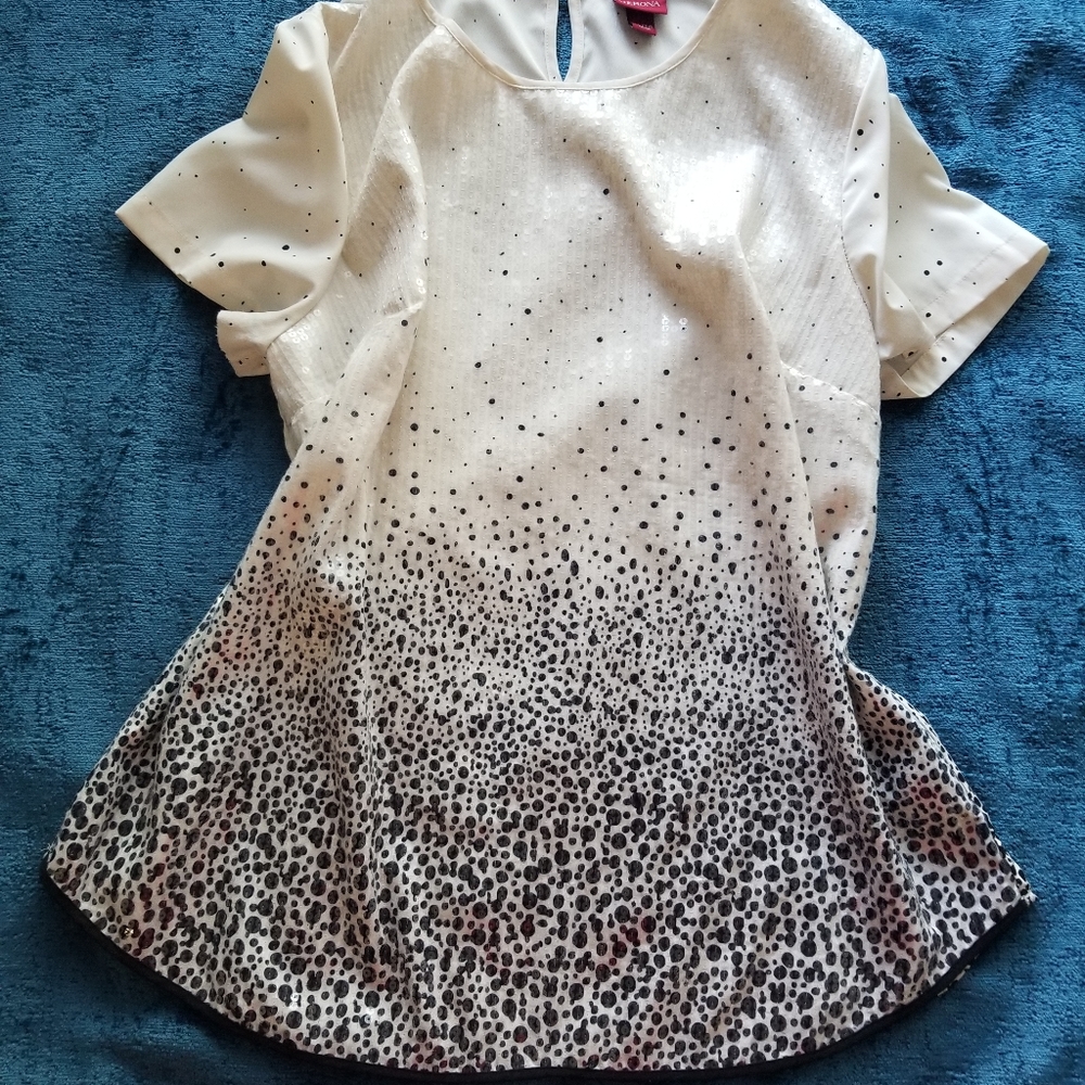 Merona White and Black Sequence Blouse